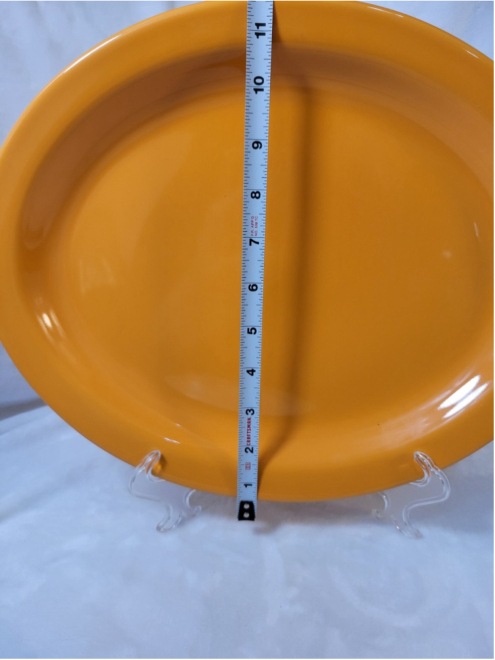 Homer Laughlin China Orange Solid Oval Platter 14 x 10 in USA Glossy Ceramic - Picture 4 of 5